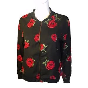 Live 4 Truth Rose Print Bomber Jacket Size M